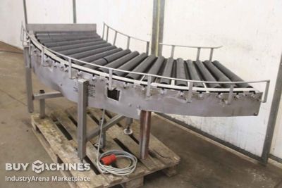 Curved roller conveyor stainless steel Schmid 15 m/min Förderbreite 500 mm